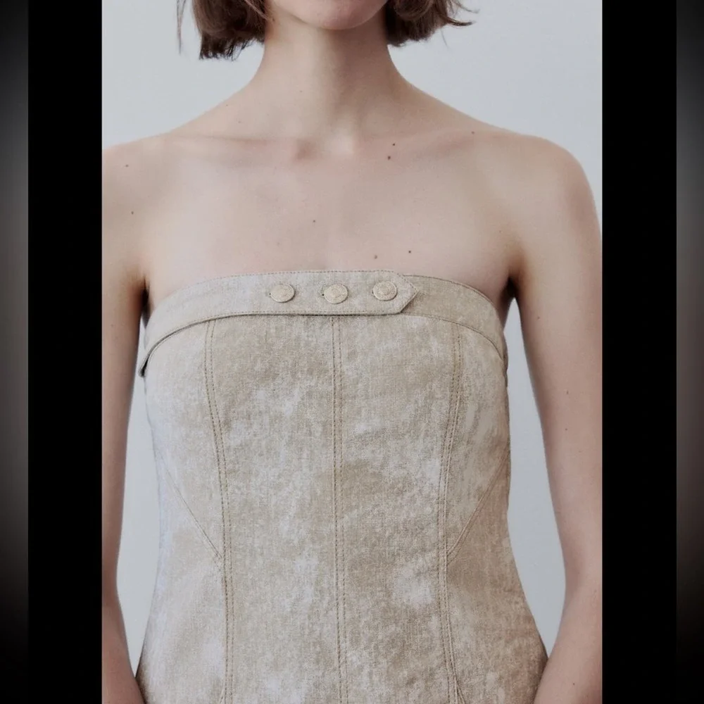 ZARA PRINTED LINEN BLEND JUMPSUIT - SIZE S - BRAND NEW WITH TAG